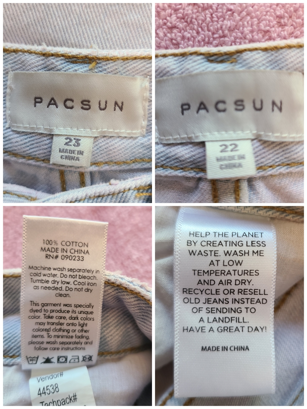 PacSun Women's High-Rise Light Pink Wash Denim Shorts (2 Pairs) - Picture 3 of 3